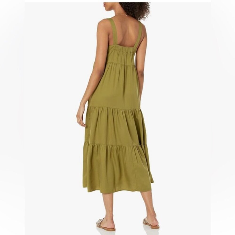 The Drop Britt Tiered Maxi Tent Dress Olive Oil - Picture 2 of 4